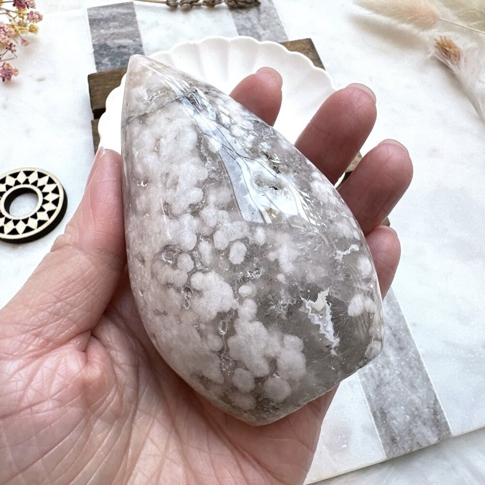 Pink Amethyst with Flower Agate Flame